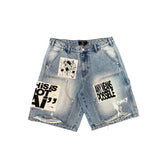 Blue “AI” Denim Shorts