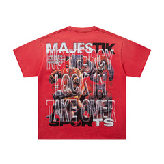 Majestik “Football Bears” Sports Vintage Tee(Red)