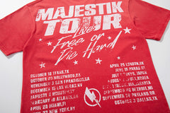 Majestik “Football Bears” Rhinestone Vintage Tee(Red)