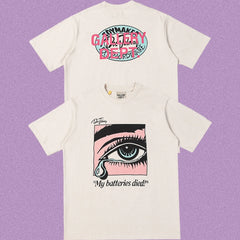 Gallery Dept. Crying Eye "My batteries died" Short Sleeve T-Shirt - Cream