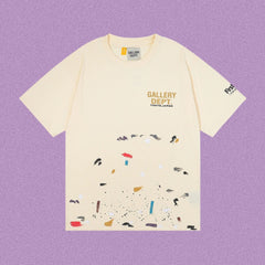 Gallery Dept. Paint Splatter Graphic Short Sleeve T-Shirt - Cream