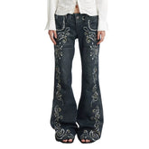 Wholesale of Gemstone Totem Printed Jeans on Cross border Independent Stations in Europe and America, Y2K Subcultural Bohemian Style Pants