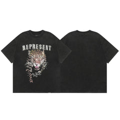 Represent Leopard Graphic T-Shirt - Black