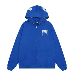 Revenge Gothic Arch Logo Zip-Up Hoodie - Royal Blue