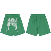 Revenge Gothic Logo Mesh Athletic Shorts - Green