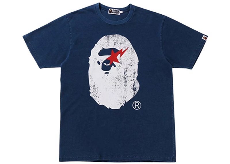 BAPE Ape Head Bapesta Indigo Tee Blue