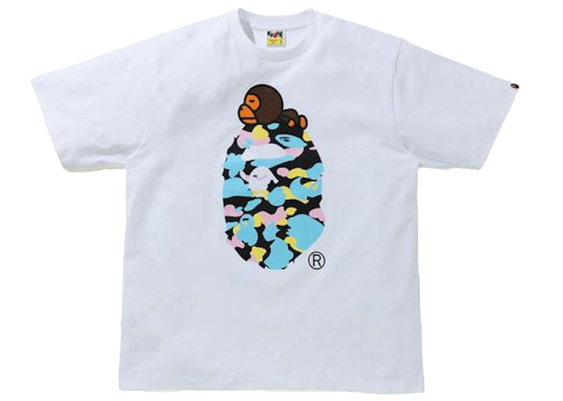 BAPE New Multi Camo Milo On Ape Relaxed Tee White