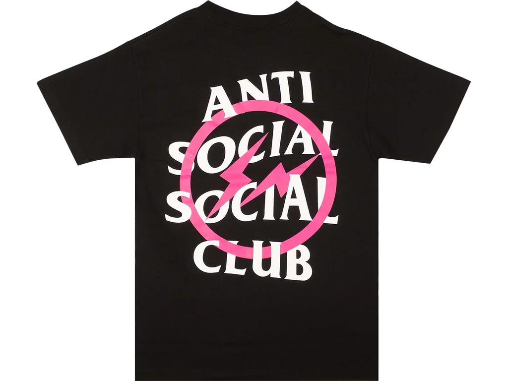 Anti Social Social Club x Fragment Pink Bolt Tee (FW19) Black