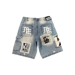 Blue “AI” Denim Shorts