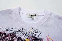 Majestik “Chaos Graffiti” Abstract Rhinestone Vintage Tee