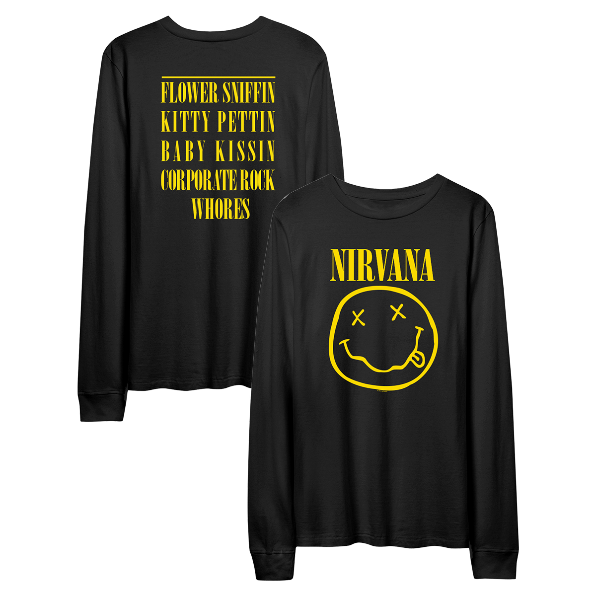 Nirvana Smiley Face Logo Long Sleeve Tee Unisex Vintage Rock