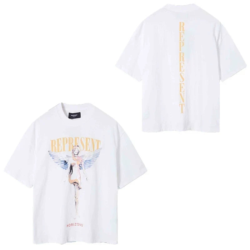 Represent Angel & Vertical Logo Graphic T-Shirt - White