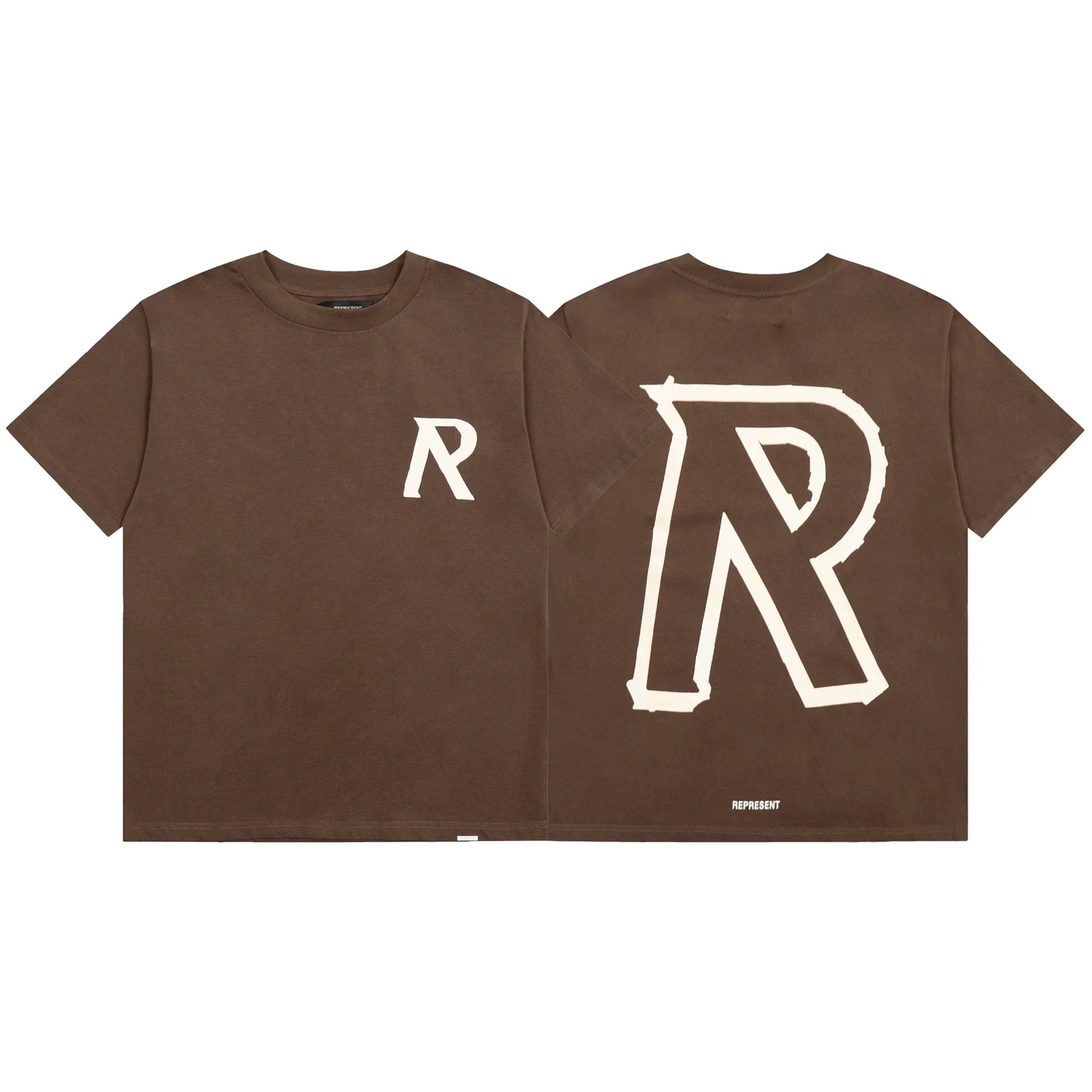 Represent Distressed "R" Monogram Graphic T-Shirt - Dark Brown