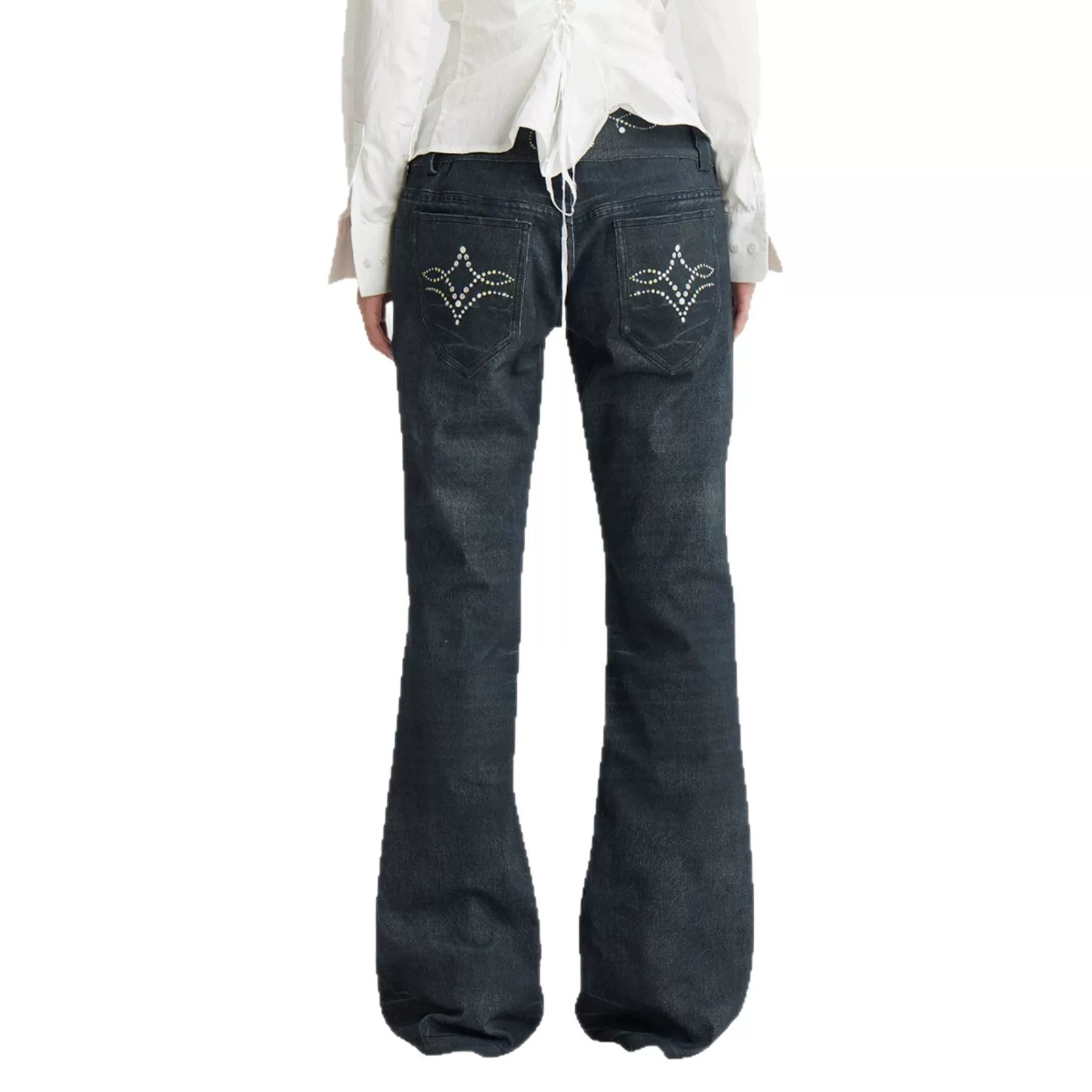 Wholesale of Gemstone Totem Printed Jeans on Cross border Independent Stations in Europe and America, Y2K Subcultural Bohemian Style Pants