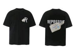 Represent Luggage Tag & "R" Graphic T-Shirt - Black