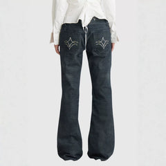 Wholesale of Gemstone Totem Printed Jeans on Cross border Independent Stations in Europe and America, Y2K Subcultural Bohemian Style Pants