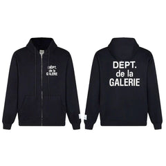 Gallery Dept. "Dépt. de la Galerie" Zip Hoodie – White French Print, Oversized Fit
