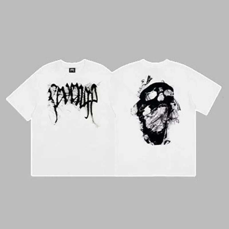 Revenge Smoke & Ink Skull Graphic Short Sleeve T-Shirt White