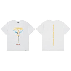 Represent Angel Figurine & Vertical Logo Graphic T-Shirt - White