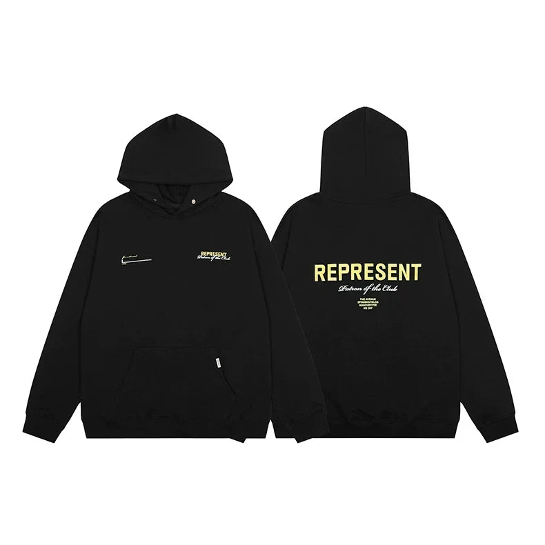 Represent Graphic Logo Heavyweight Hoodie - Black/Yellow