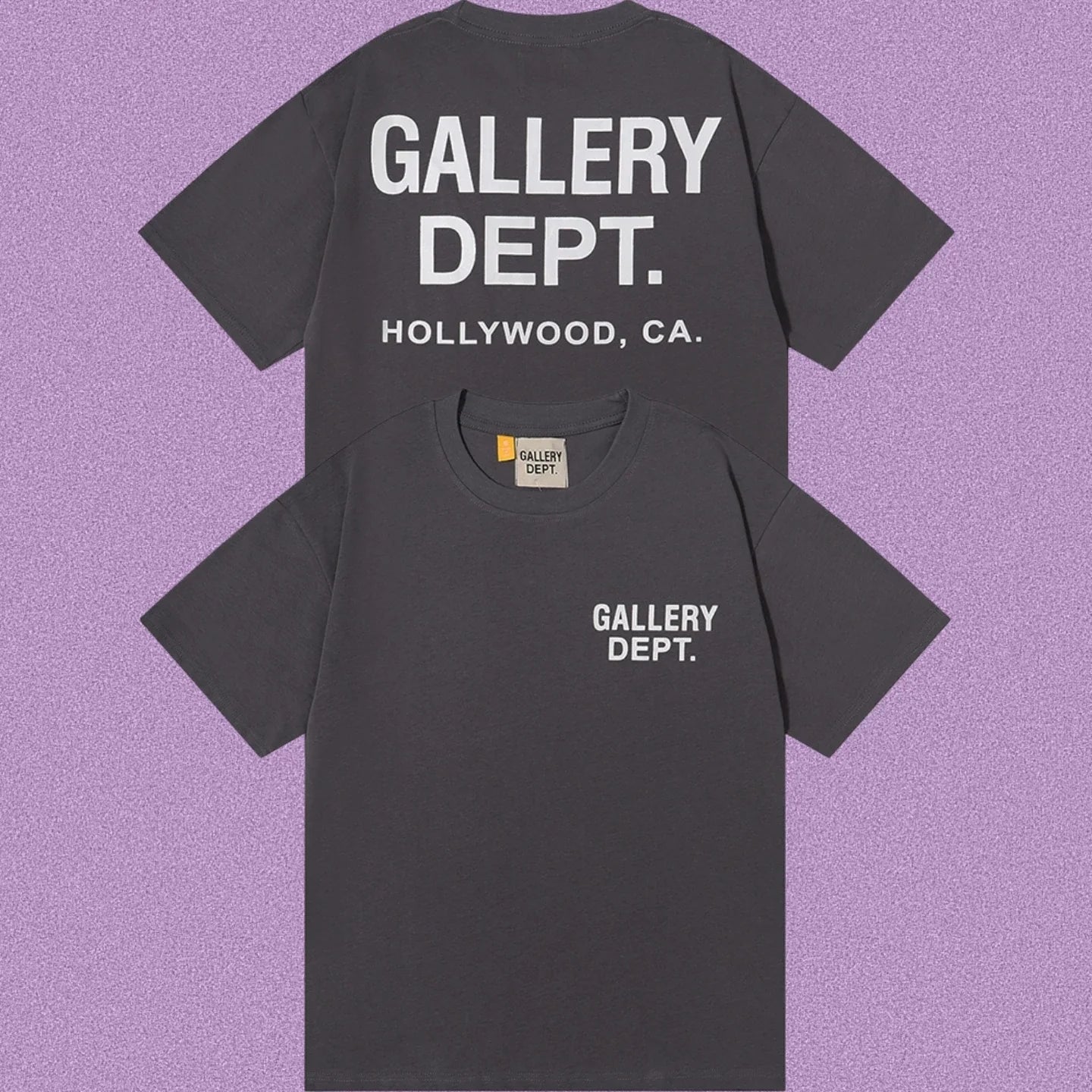 Gallery Dept. Hollywood Logo Short Sleeve T-Shirt - Dark Grey/White