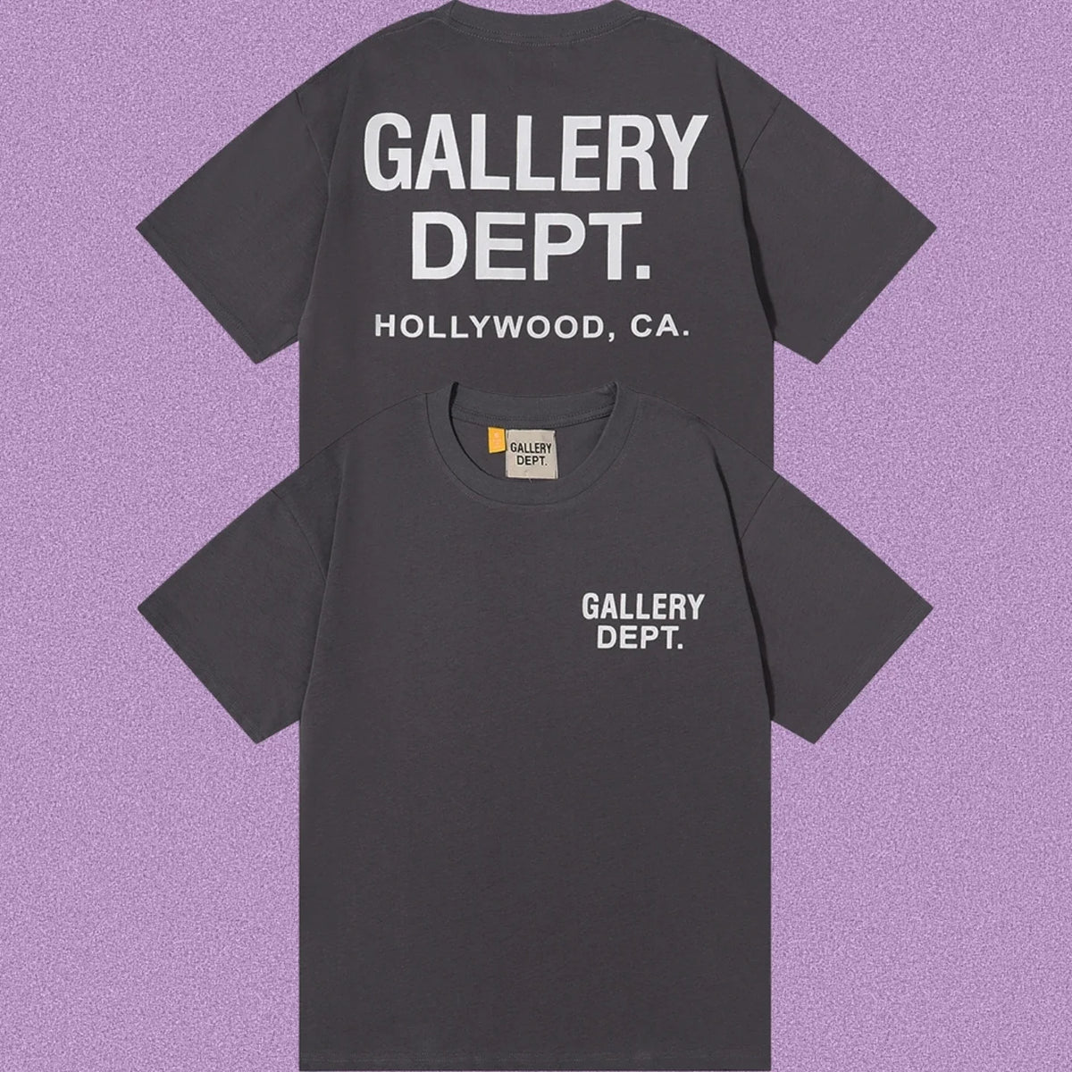 Gallery Dept. Hollywood Logo Short Sleeve T-Shirt - Dark Grey/White