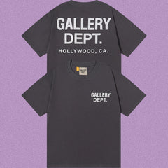 Gallery Dept. Hollywood Logo Short Sleeve T-Shirt - Dark Grey/White