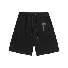 Trapstar Tonal Gothic Arch Logo Sweat Shorts - Black