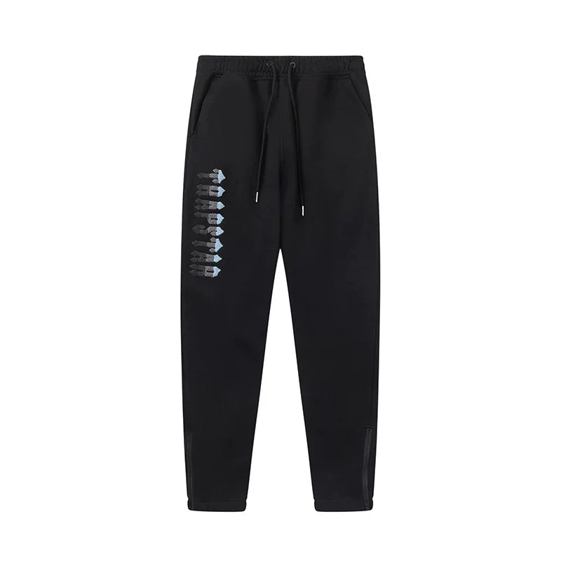 Trapstar Style Autumn/Winter Side-Leg Gradient Logo Sweatpants - Black/Blue