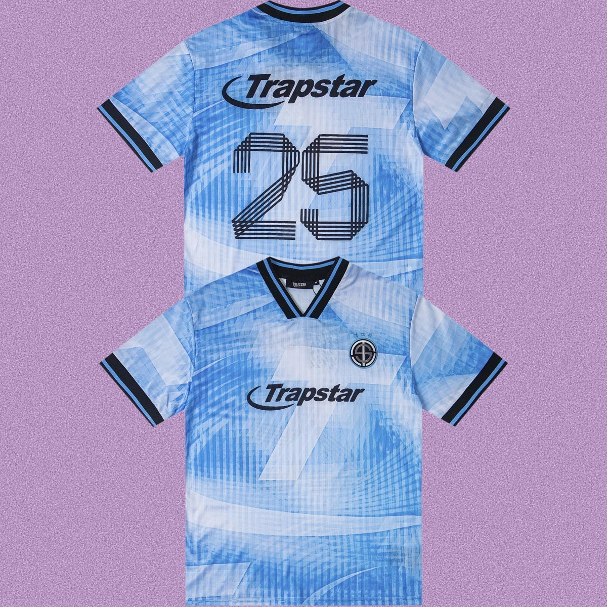 Trapstar Camo V-Neck Football Jersey - Sky Blue/White