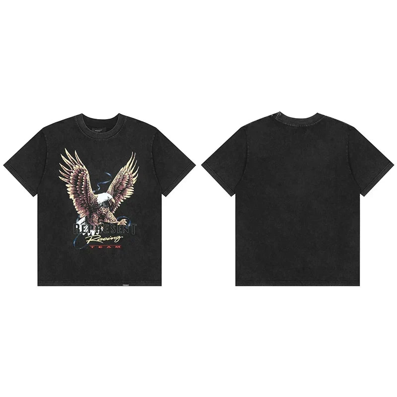 Represent "Racing" Eagle Graphic T-Shirt - Black