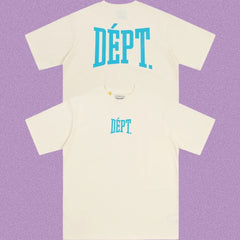 Gallery Dept. Arch Logo Short Sleeve T-Shirt - Cream/Cyan