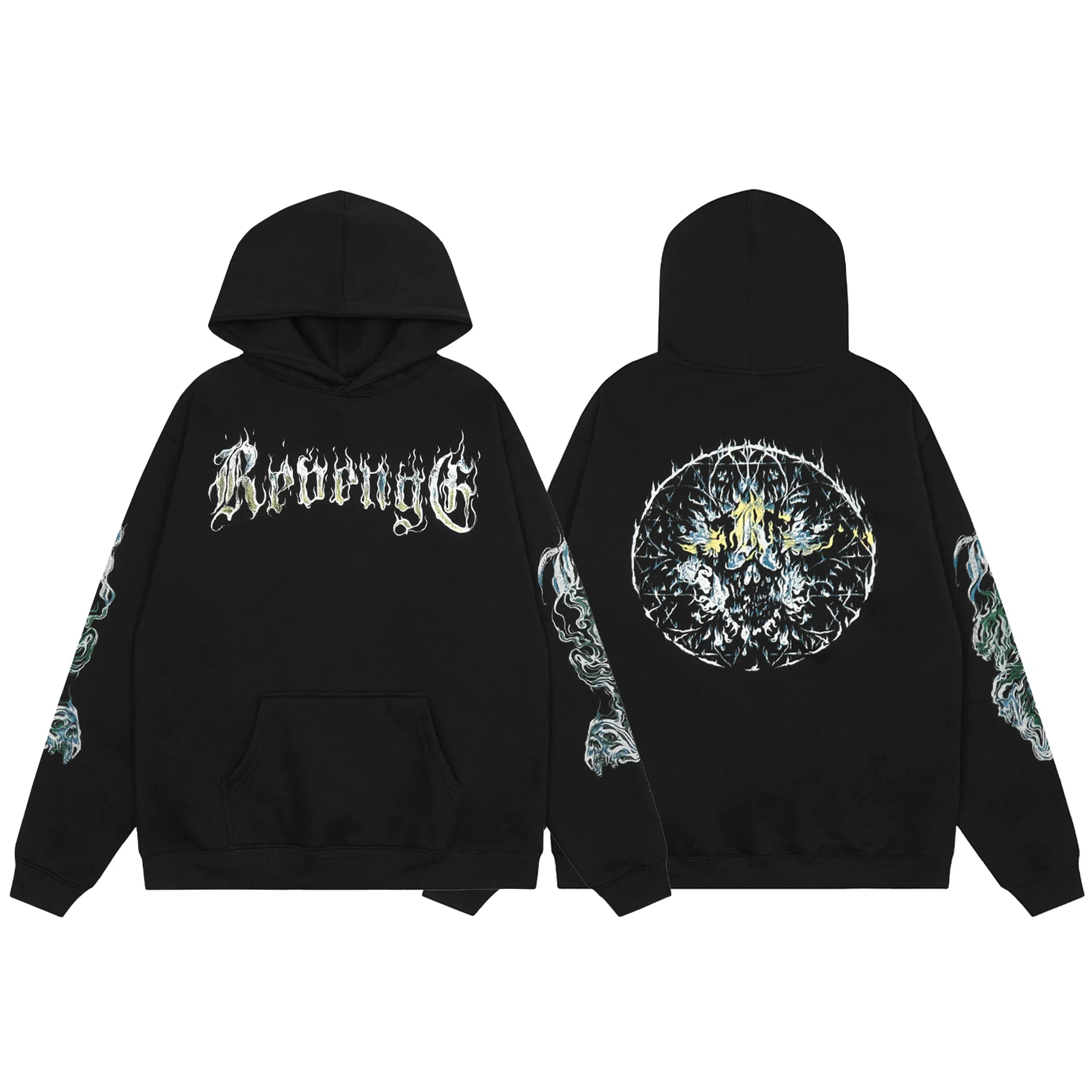Revenge Black Dark Gothic Circle Arch Logo Pullover Hoodie