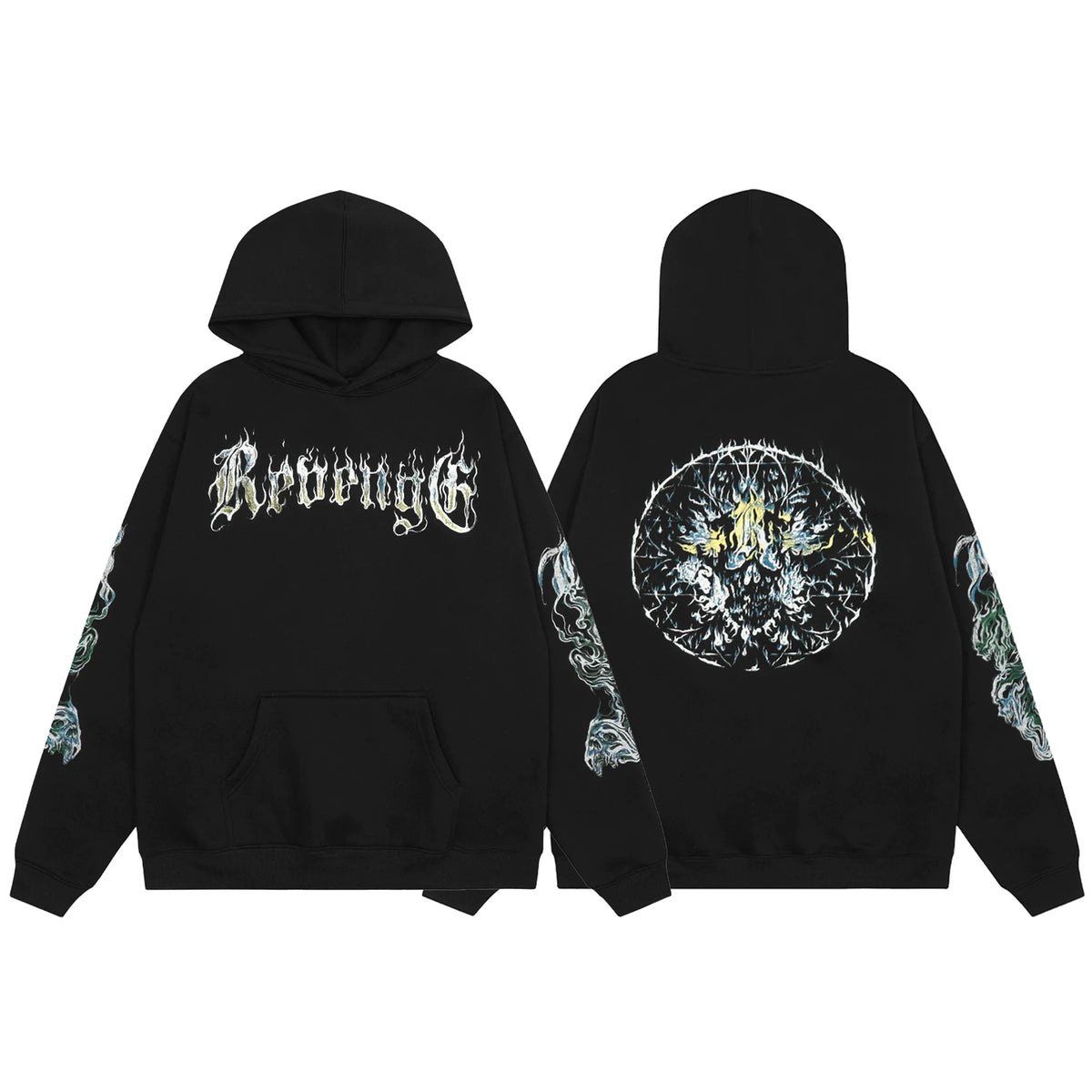 Revenge Black Dark Gothic Circle Arch Logo Pullover Hoodie