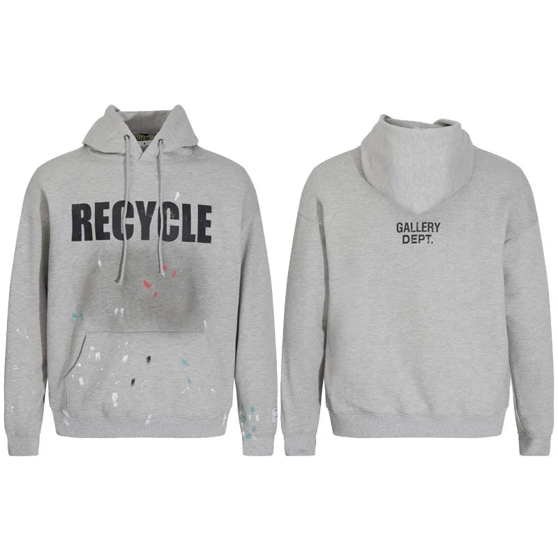 Gallery Dept RECYCLE Print Grey Hoodie