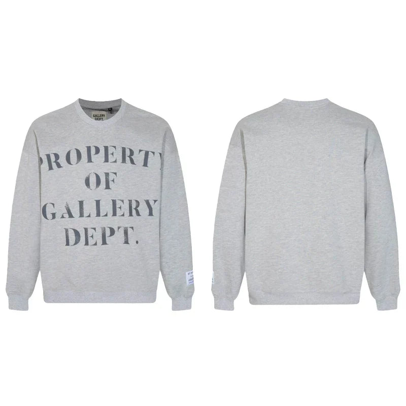 Gallery Dept. Heather Grey Crewneck – “Property Of” Stacked Print