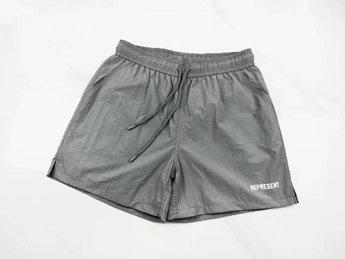 Represent Minimalist Nylon Shorts - Taupe/Grey