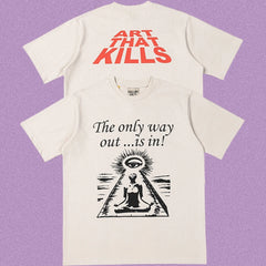 Gallery Dept. Meditation Graphic Short Sleeve T-Shirt - Cream/Red