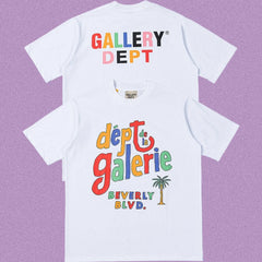 Gallery Dept. Beverly Blvd Multi-Color Hand-Lettered Short Sleeve T-Shirt - White