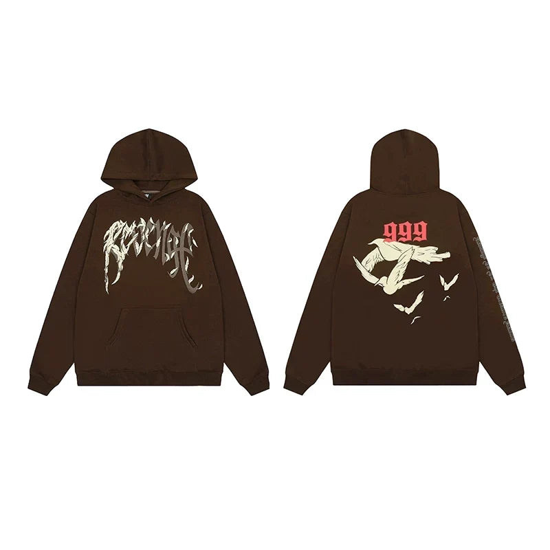 Revenge x Juice WRLD Brown 999 & Doves Pullover Hoodie