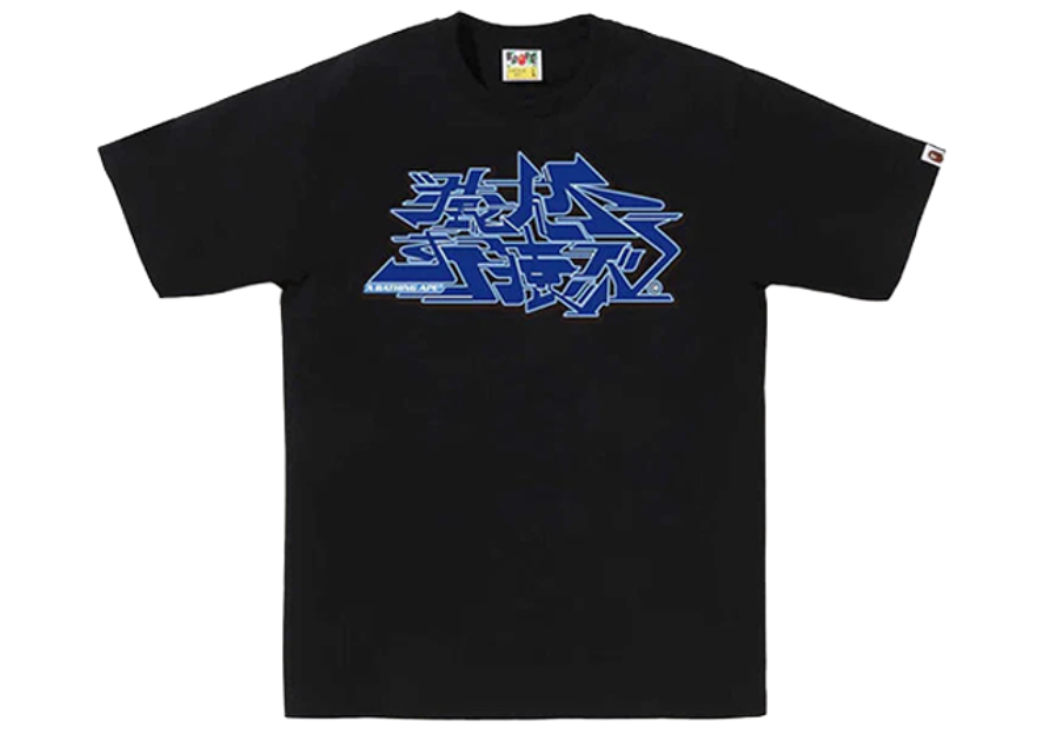 BAPE Asnka Kanji Graffiti Logo Black/ Blue Tee
